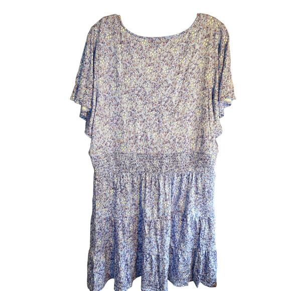 Loft XL Women's Blue Floral Short Sleeves Maxi BOHO Sun Dress Miss Size 16 18 - Picture 5 of 6